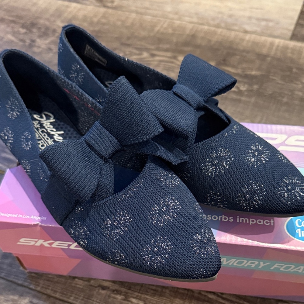 Skechers Navy Blue Flats with Bow